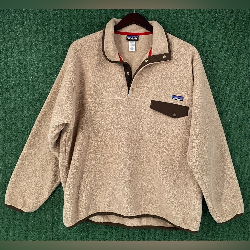 VTG Y2K Patagonia Synchilla Beige Brown Pullover Fleece Snap T Jacket Men’s 2XL